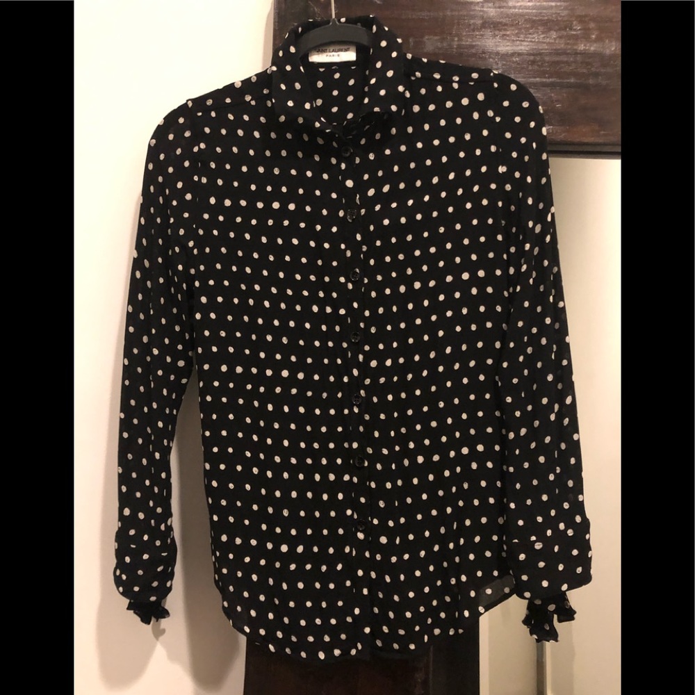 Saint Laurent black/white button down shirt